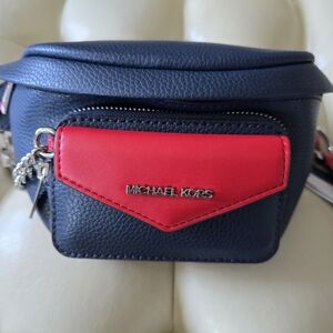 Michael Kors Crossbody Bag in Red and Blue with Textured Finish